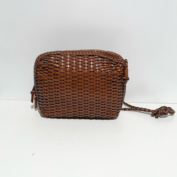 Ann Taylor Basket Weave Crossbody Brown Woven Leather Bag Vintage Braided - Picture 1 of 10